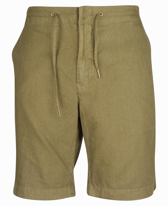 Green Barbour Linen Cotton Mix Men's Pants | GABP-23680