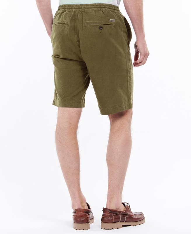 Green Barbour Linen Cotton Mix Men's Pants | GABP-23680