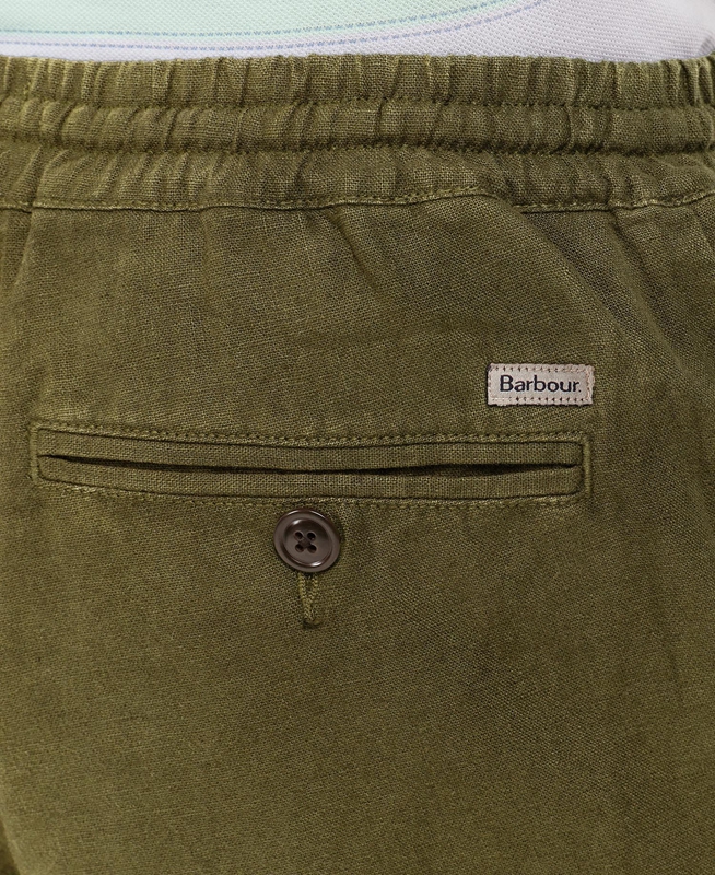 Green Barbour Linen Cotton Mix Men's Pants | GABP-23680