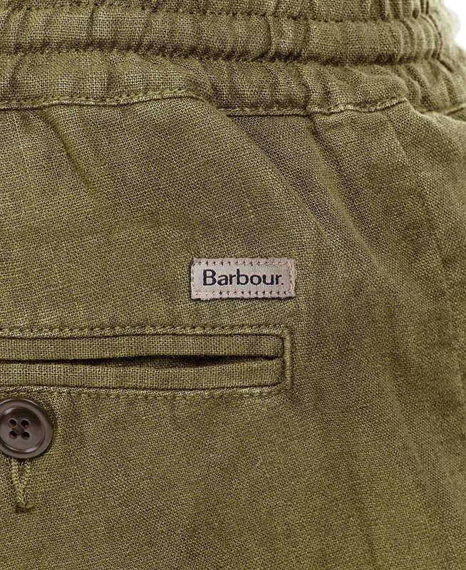 Green Barbour Linen Cotton Mix Men's Pants | GABP-23680