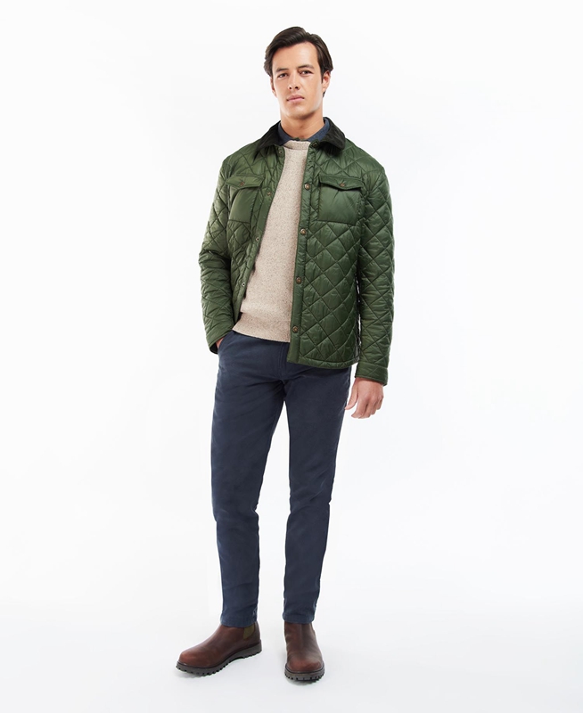 Green Barbour Shirt Men's Quilted Jackets | JEZB-49312