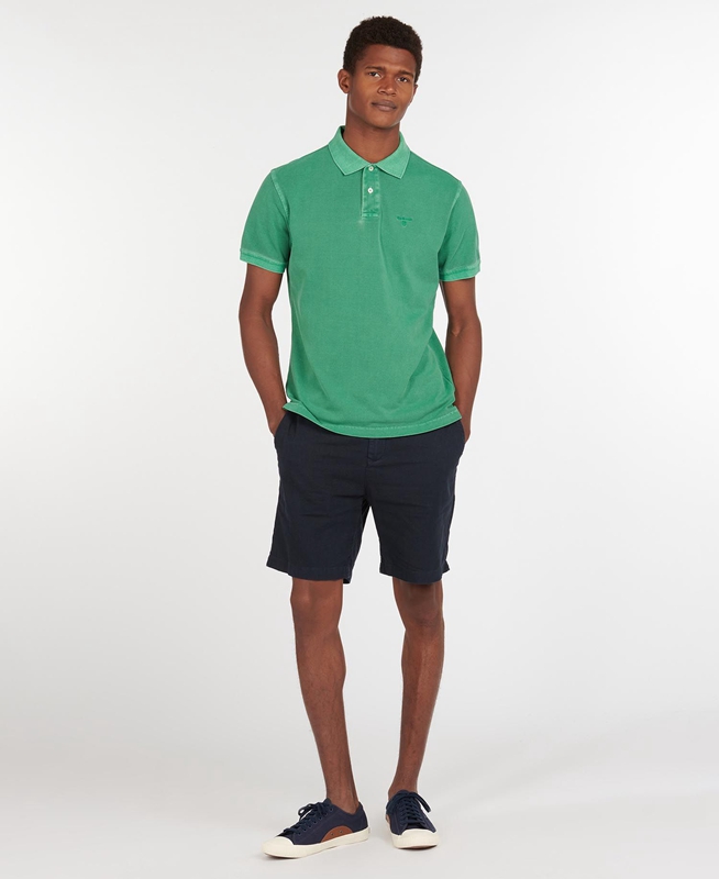 Green Barbour Washed Sports Men's Polo shirts | BIWL-41890