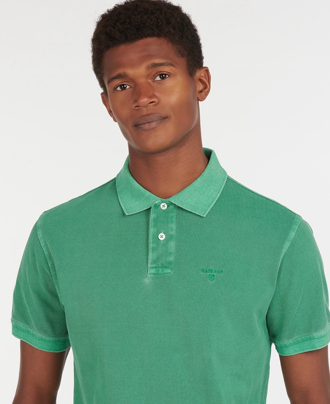 Green Barbour Washed Sports Men's Polo shirts | BIWL-41890