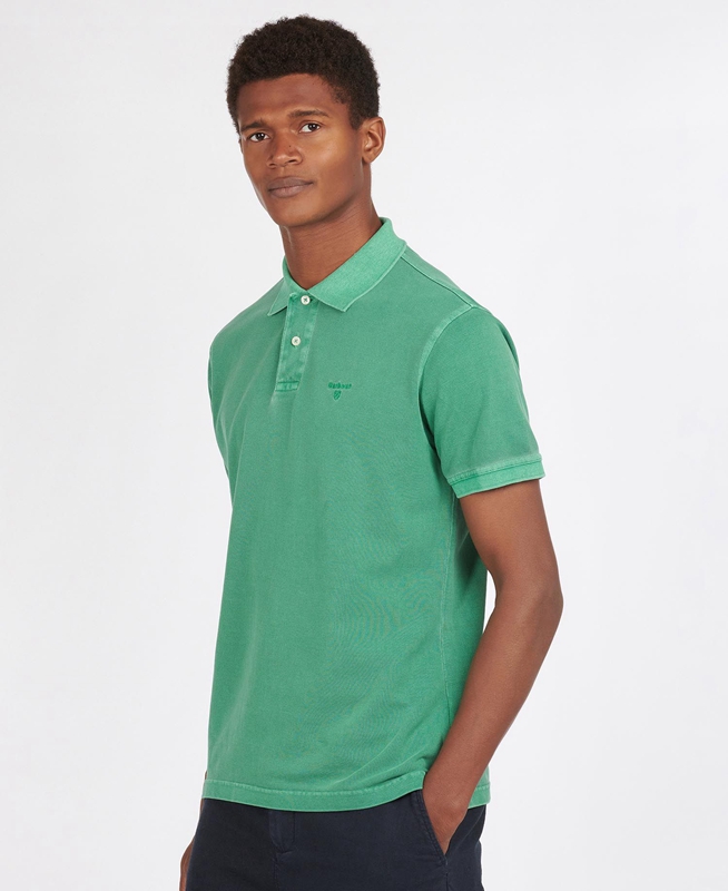 Green Barbour Washed Sports Men\'s Polo shirts | BIWL-41890