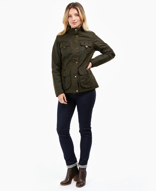 Green Barbour Winter Defence Women's Waxed Jackets | VUQI-26710