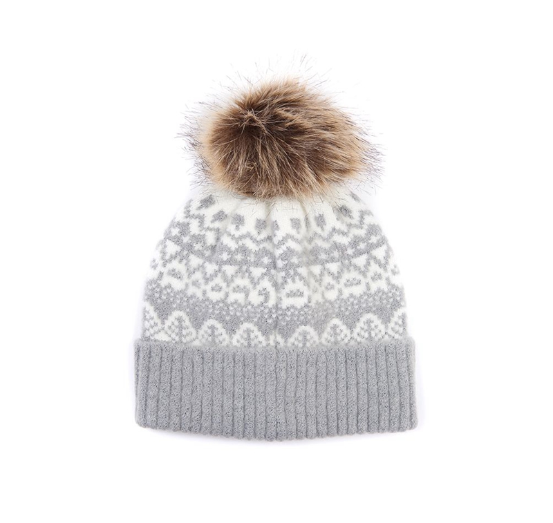 Grey Barbour Beanie Alpine Fair Isle Pom Women's Hats | TDGZ-20471