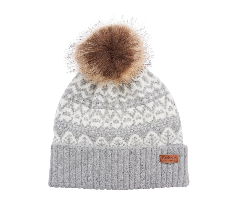 Grey Barbour Beanie Alpine Fair Isle Pom Women\'s Hats | TDGZ-20471