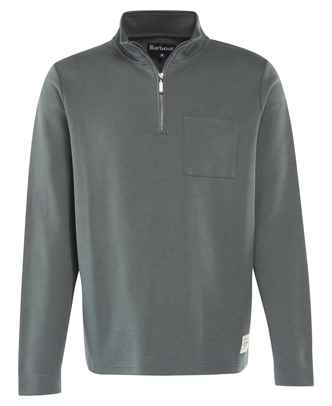 Grey Barbour Broughton Half Zip Men's Sweatshirts | GMWC-82567