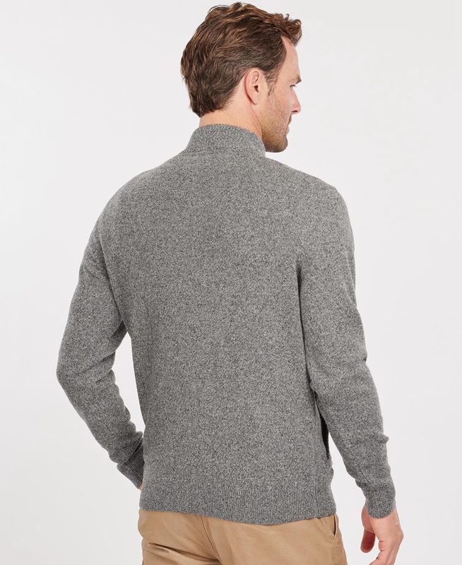 Grey Barbour Essential Cardigan Tisbury Zip Through Men's Sweaters | VHLJ-63950