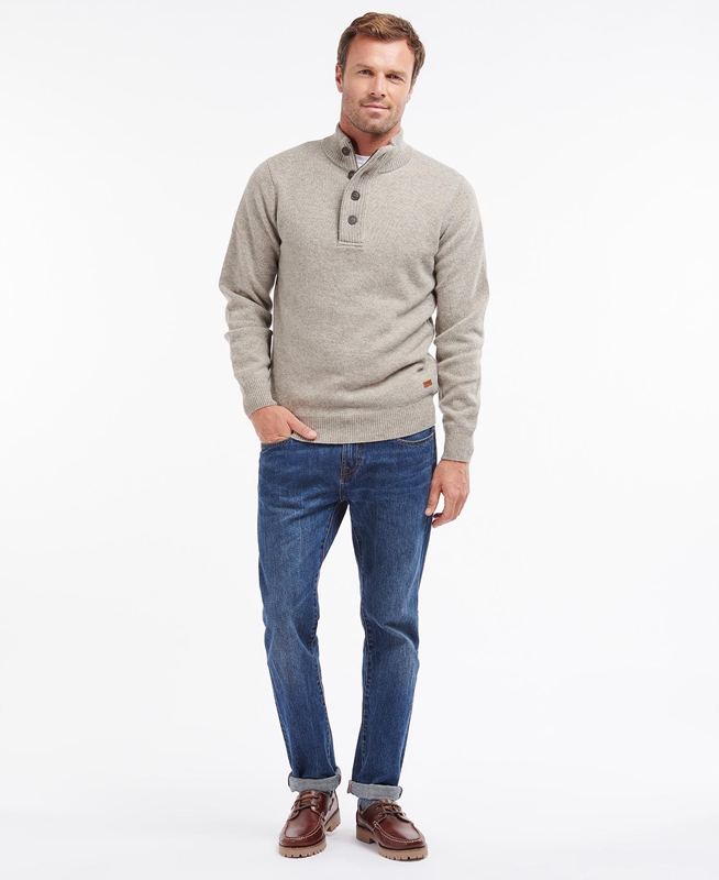 Grey Barbour Essential Patch Half Zip Men's Sweaters | VAPN-79184