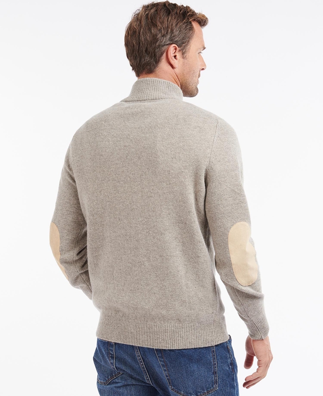 Grey Barbour Essential Patch Half Zip Men's Sweaters | VAPN-79184