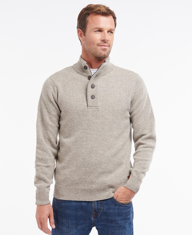 Grey Barbour Essential Patch Half Zip Men's Sweaters | VAPN-79184