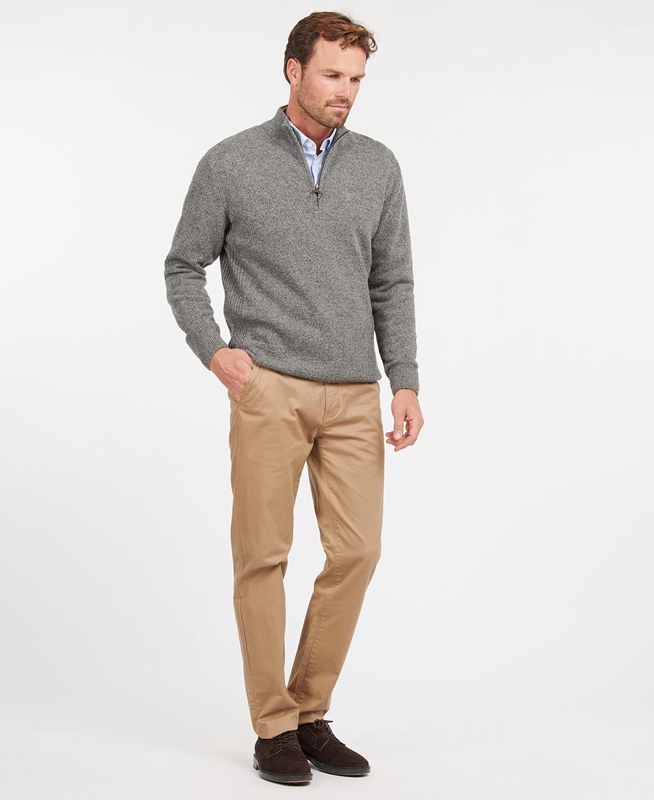 Grey Barbour Essential Tisbury Half Zip Men's Sweaters | HRYW-74203