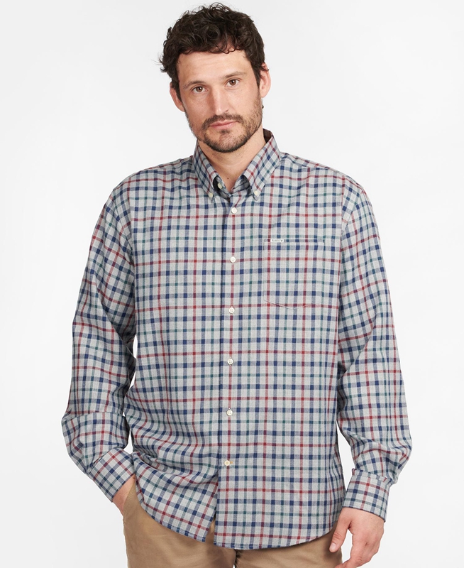 Grey Barbour Hemd Coll Thermo Men\'s Shirts | MZWY-72601