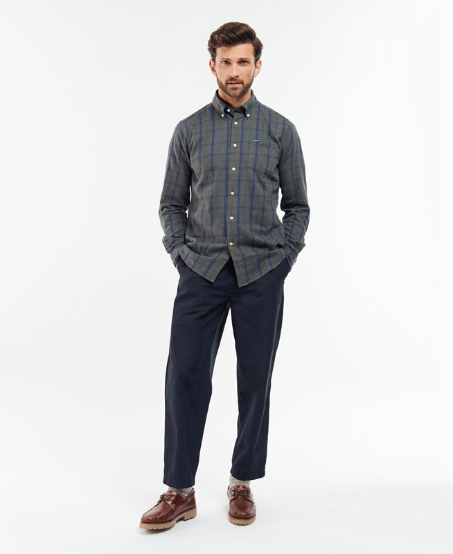 Grey Barbour Inverbeg Tailored Men's Shirts | TWIU-16254