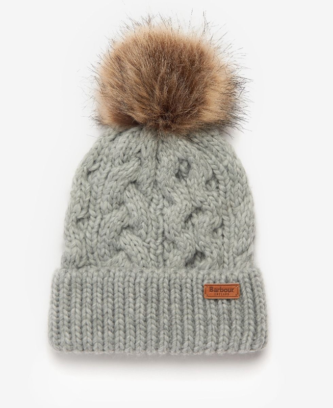 Grey Barbour Penshaw Beanie & Scarf Set Women's Hats | QAGC-73580