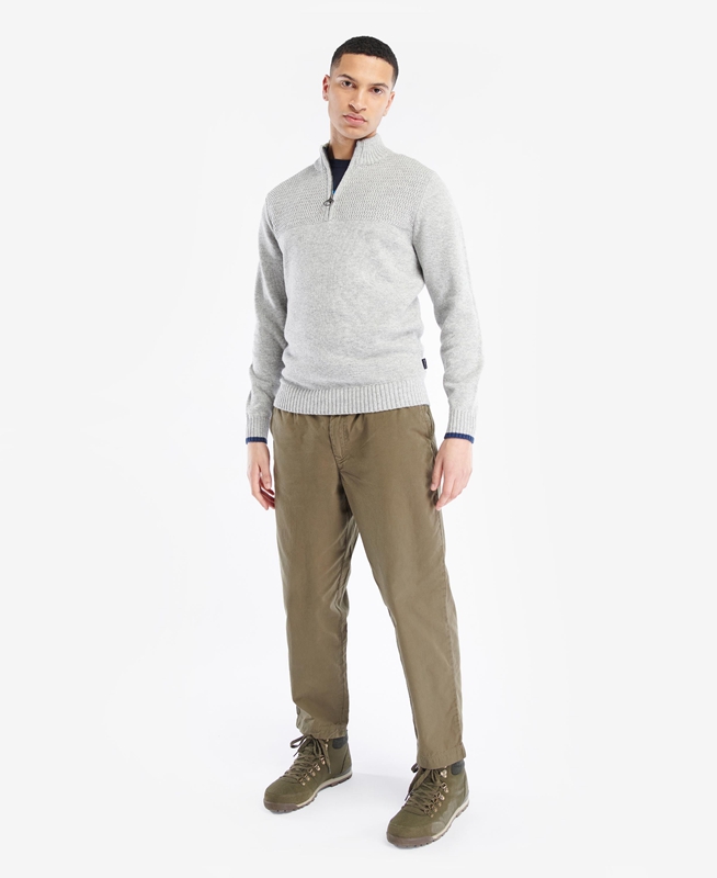 Grey Barbour Shoal Half Zip Men's Sweaters | BKQN-18076