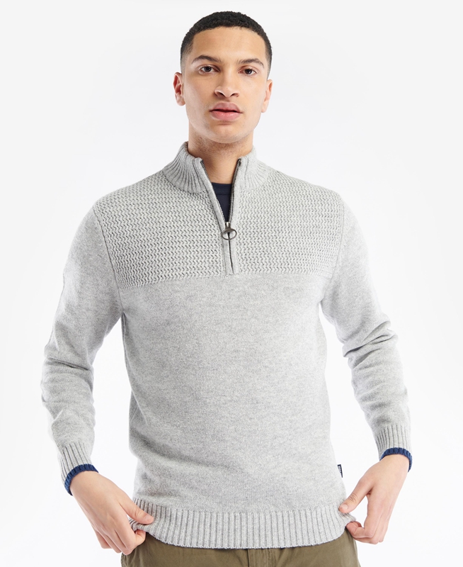 Grey Barbour Shoal Half Zip Men\'s Sweaters | BKQN-18076