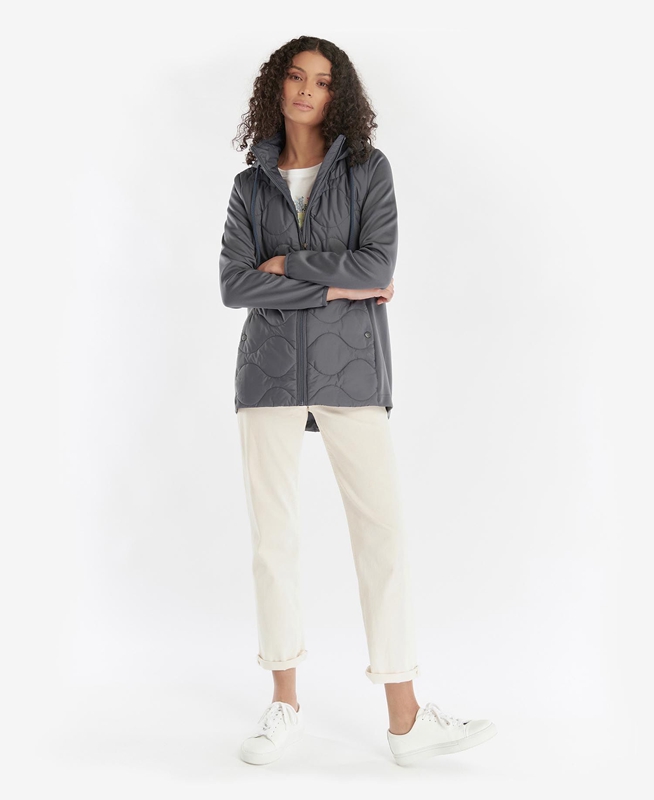 Grey Barbour Willowherb Quilted Women's Sweatshirts | IUDH-06397