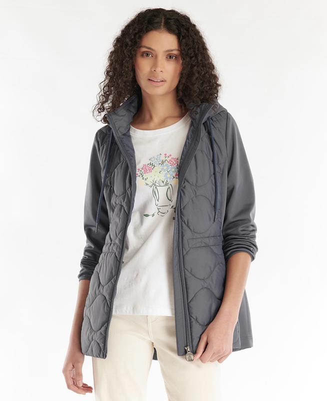 Grey Barbour Willowherb Quilted Women's Sweatshirts | IUDH-06397