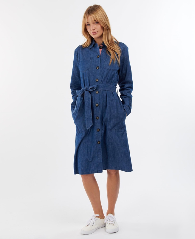 Navy Barbour Barmouth Women's Dress | UZAS-78324