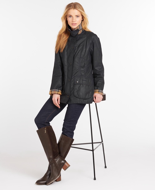 Navy Barbour Beadnell® Women's Waxed Jackets | MOAP-84620