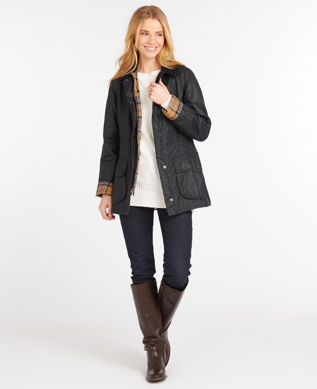 Navy Barbour Beadnell® Women's Waxed Jackets | MOAP-84620