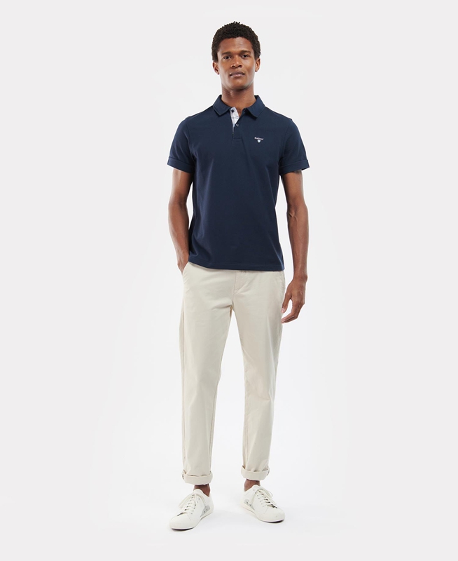 Navy Barbour Birkhill Men's Polo shirts | KSFE-27401