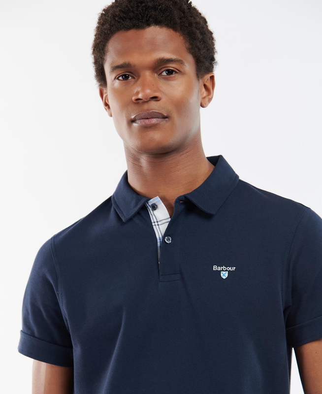 Navy Barbour Birkhill Men's Polo shirts | KSFE-27401