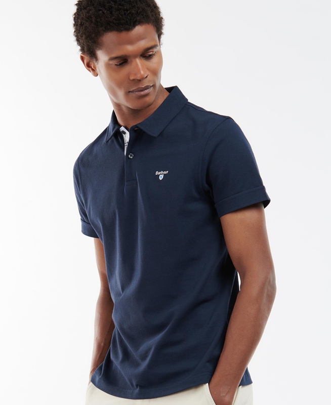 Navy Barbour Birkhill Men's Polo shirts | KSFE-27401