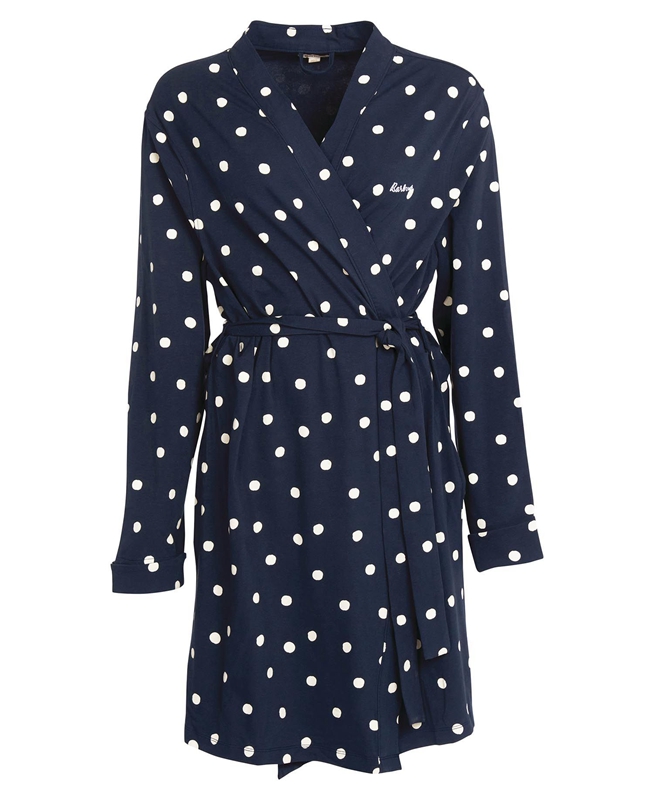 Navy Barbour Dotty Robe Women's Nightwear | BRZK-80975