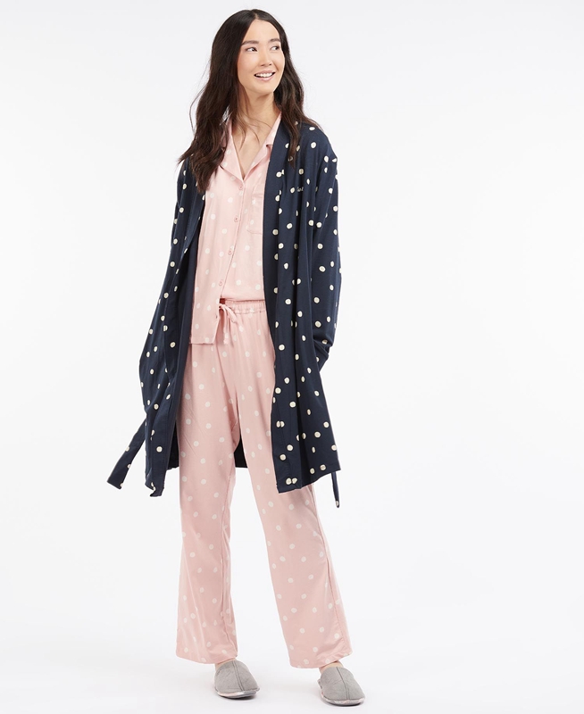 Navy Barbour Dotty Robe Women's Nightwear | BRZK-80975