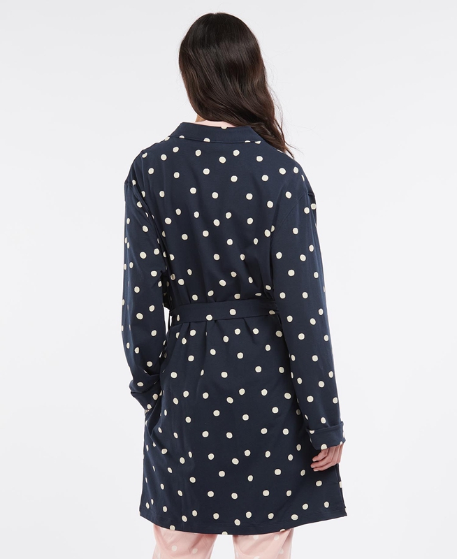 Navy Barbour Dotty Robe Women's Nightwear | BRZK-80975