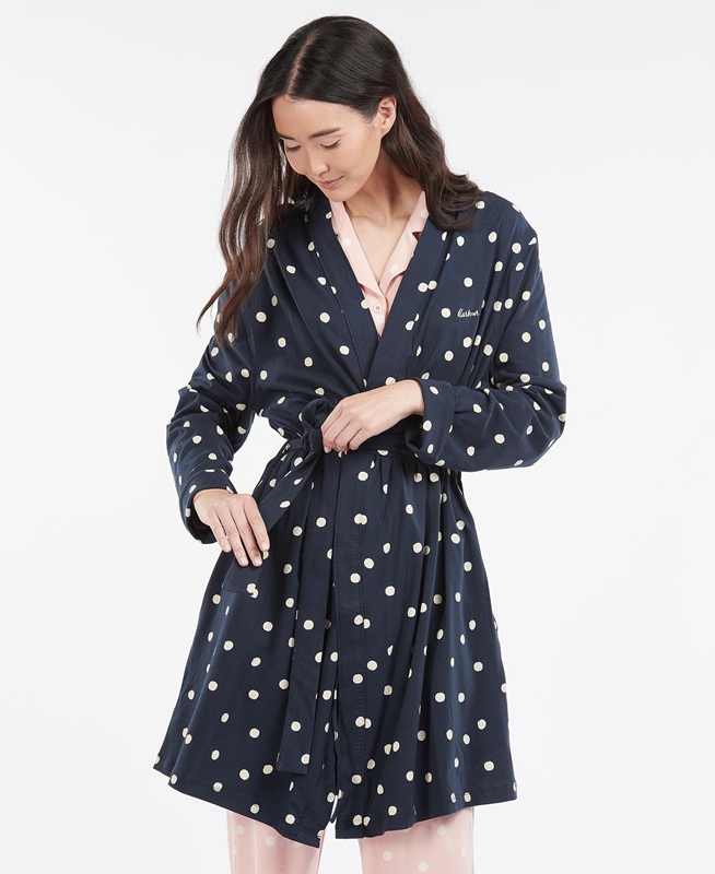 Navy Barbour Dotty Robe Women\'s Nightwear | BRZK-80975