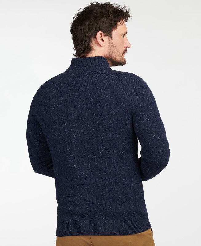 Navy Barbour Essential Cardigan Tisbury Zip Through Men's Sweaters | GZOA-13267