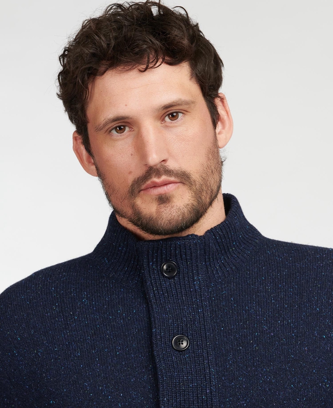 Navy Barbour Essential Cardigan Tisbury Zip Through Men's Sweaters | GZOA-13267