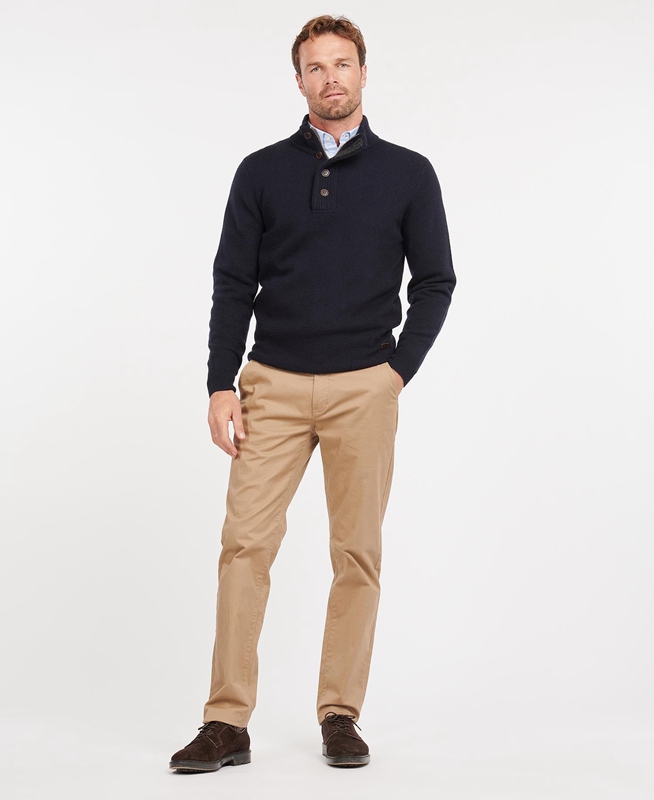 Navy Barbour Essential Patch Half Zip Men's Sweaters | XYWZ-37928