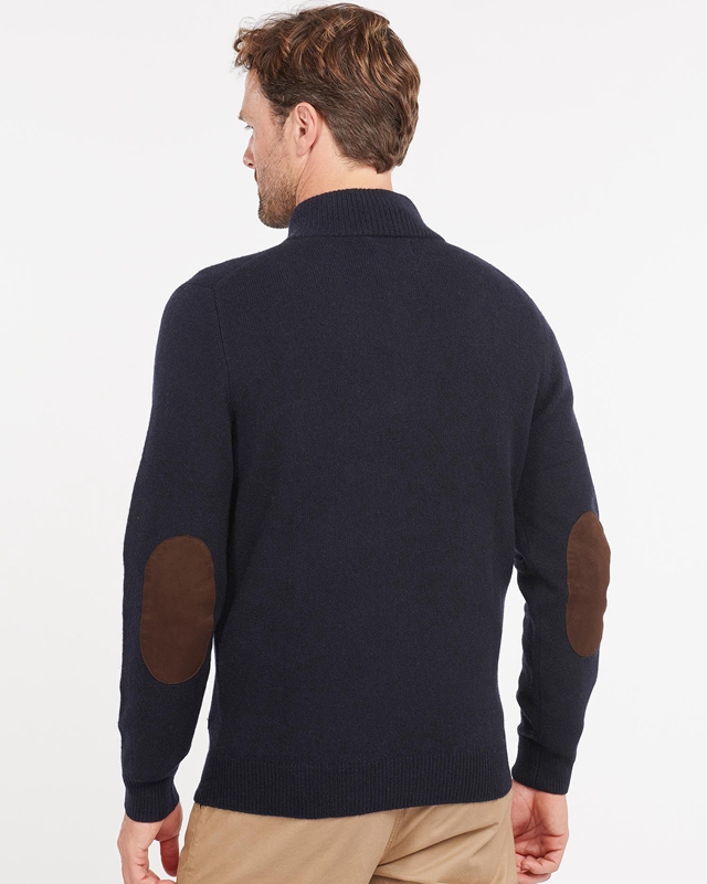 Navy Barbour Essential Patch Half Zip Men's Sweaters | XYWZ-37928