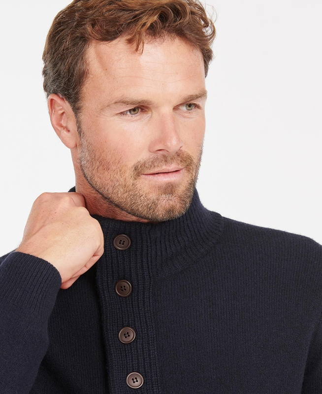 Navy Barbour Essential Patch Half Zip Men's Sweaters | XYWZ-37928