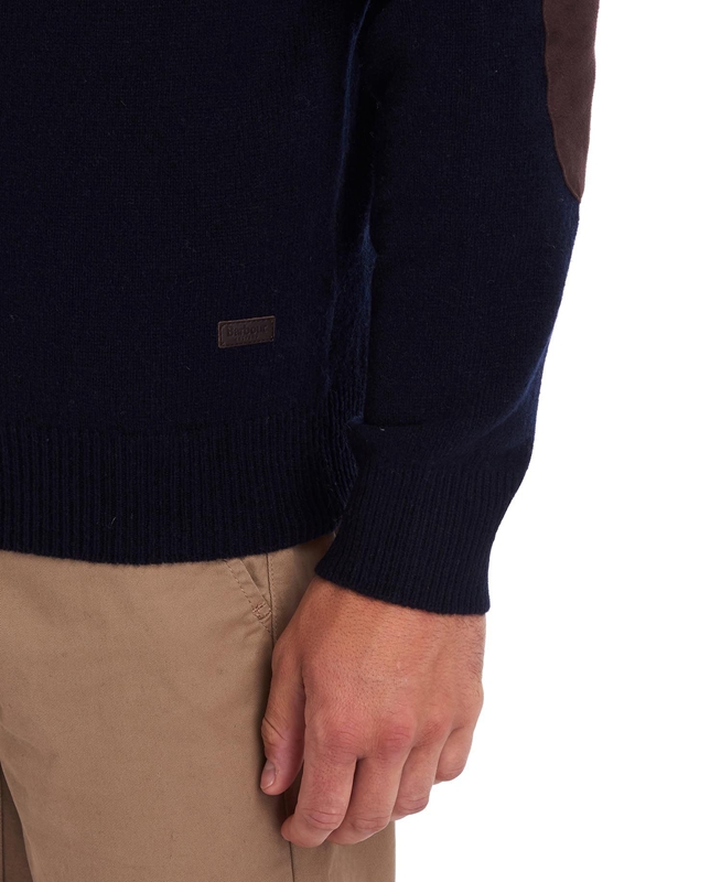 Navy Barbour Essential Patch Half Zip Men's Sweaters | XYWZ-37928