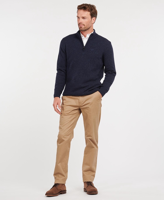 Navy Barbour Essential Tisbury Half Zip Men's Sweaters | NFMD-57210