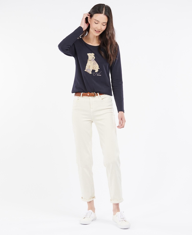 Navy Barbour Fairsfield Long Sleeve Women's T Shirts | SDIT-75241