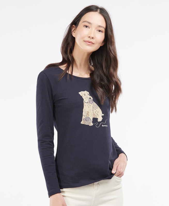 Navy Barbour Fairsfield Long Sleeve Women's T Shirts | SDIT-75241