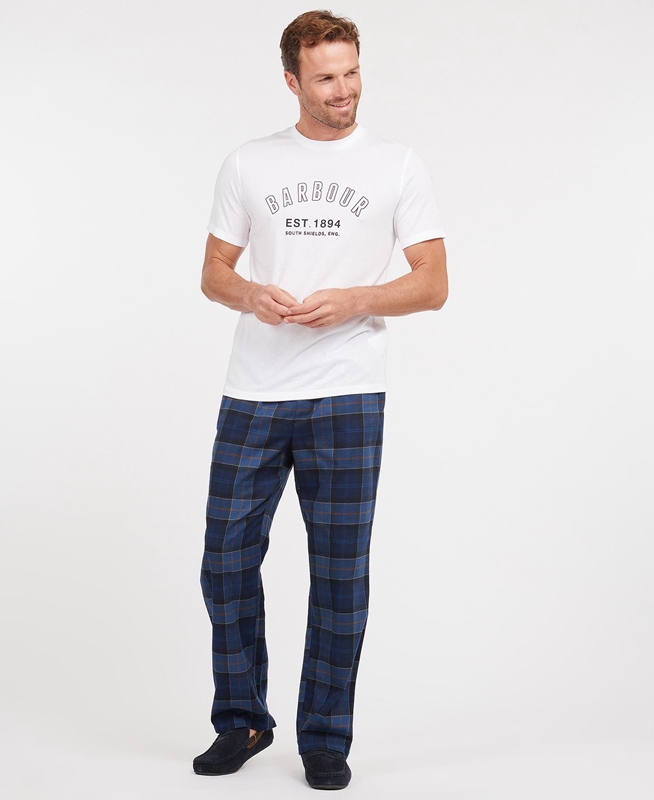 Navy Barbour Hose Glenn Tartan Men's Pants | ROIE-24031