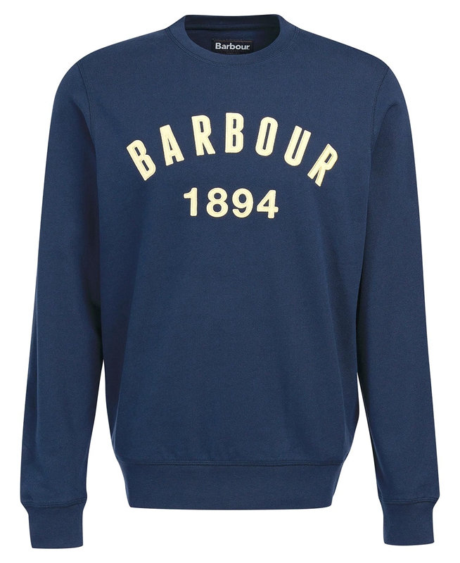 Navy Barbour John Crew Men's Sweatshirts | STQY-94137