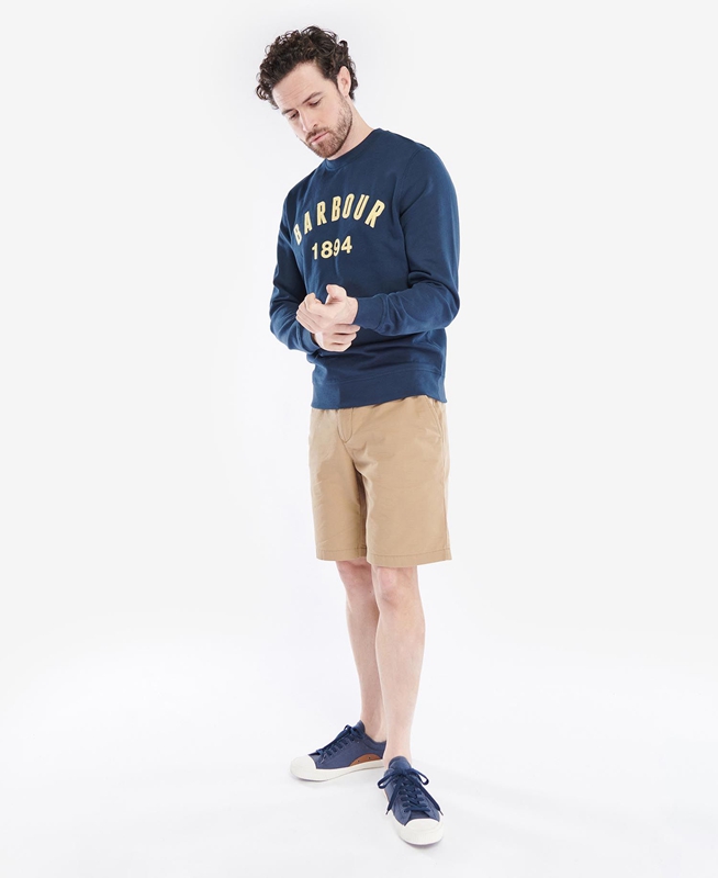 Navy Barbour John Crew Men's Sweatshirts | STQY-94137