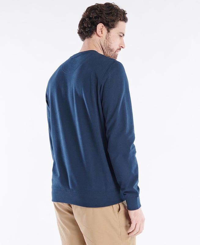 Navy Barbour John Crew Men's Sweatshirts | STQY-94137