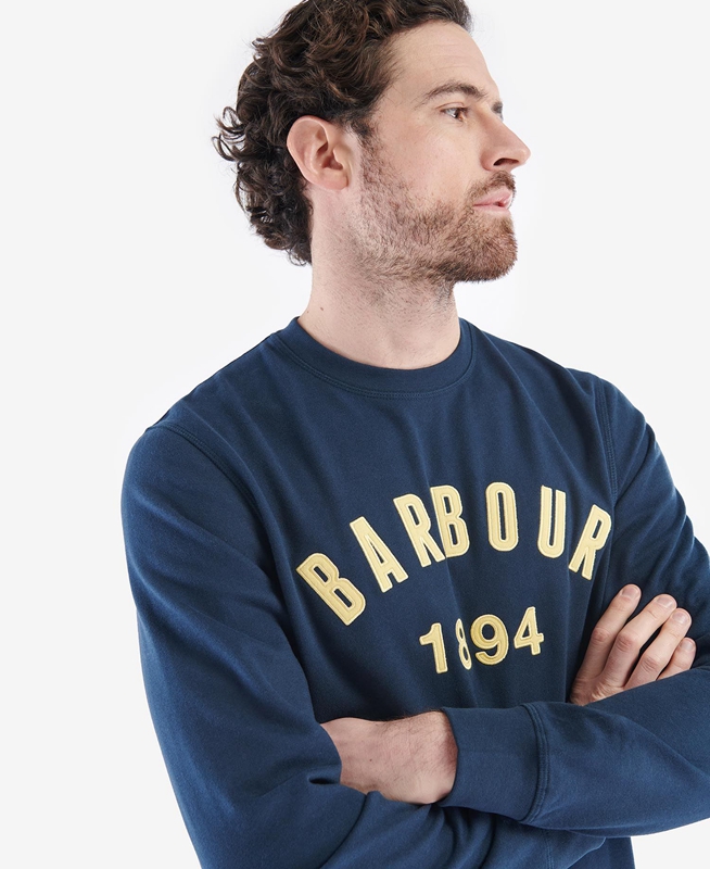 Navy Barbour John Crew Men\'s Sweatshirts | STQY-94137