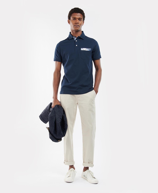 Navy Barbour Lirst Men's Polo shirts | FDAM-16507