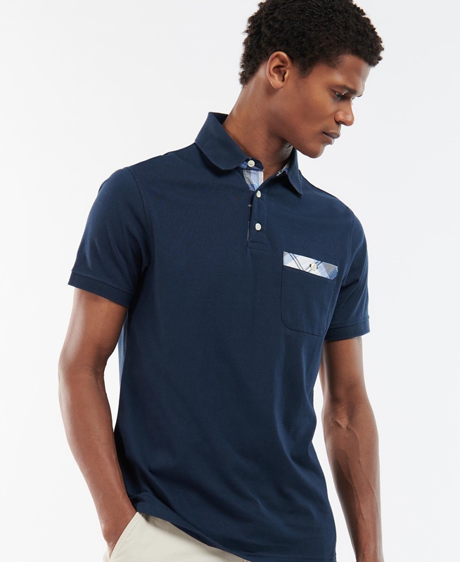 Navy Barbour Lirst Men's Polo shirts | FDAM-16507